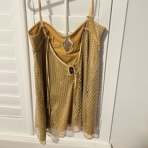 For Love and Lemons Gold Glitter Slip Dress
